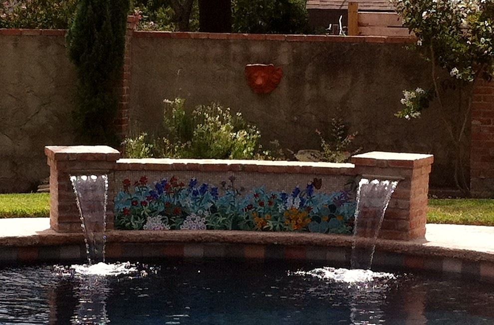 Inspiration for a large mediterranean back above ground swimming pool in Austin.