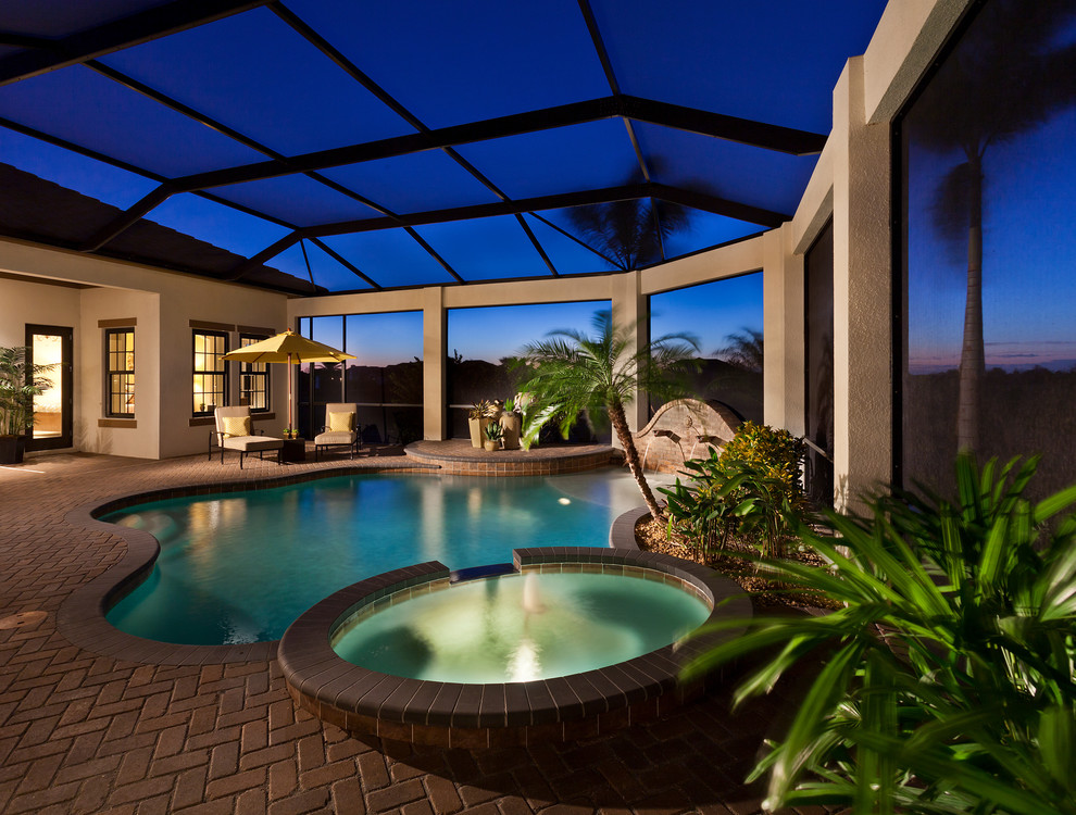 Design ideas for a mediterranean swimming pool in Tampa.