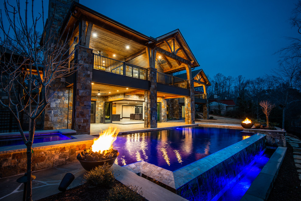 Inspiration for a rustic pool remodel in Raleigh