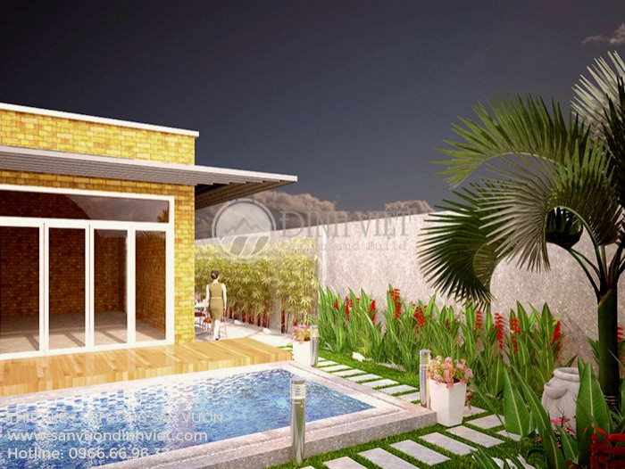 Cette image montre un grand Abris de piscine et pool houses arrière nordique avec des pavés en brique.
