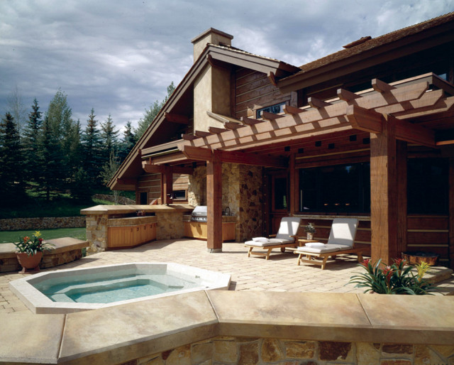 Timber Frame Home Ketchum Residence Rustic Pools & Hot Tubs