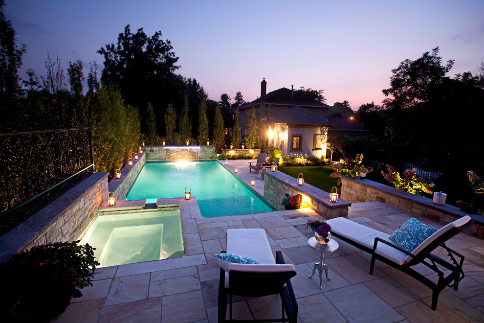 Design ideas for a contemporary swimming pool in Toronto.