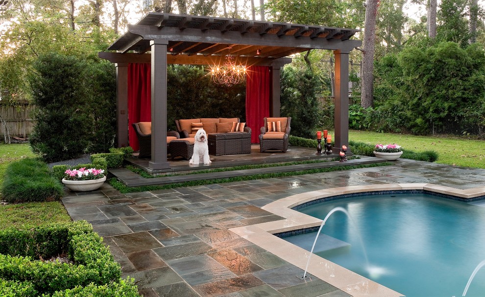 This is an example of a traditional swimming pool in Houston.