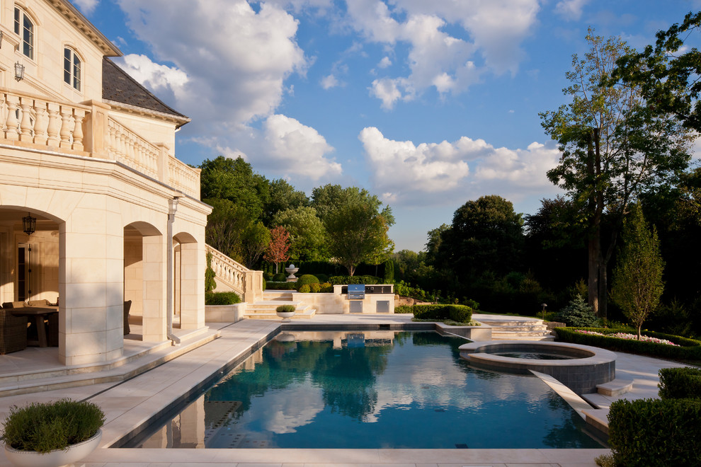 Inspiration for a timeless rectangular pool remodel in New York
