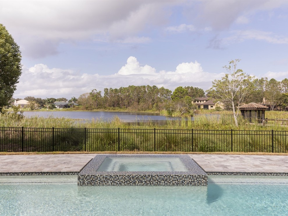 Transitional Custom Home on Lake Clarice in Windermere Modern Pool