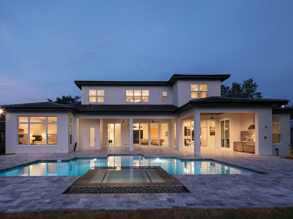 Transitional Custom Home on Lake Clarice in Windermere Modern Pool