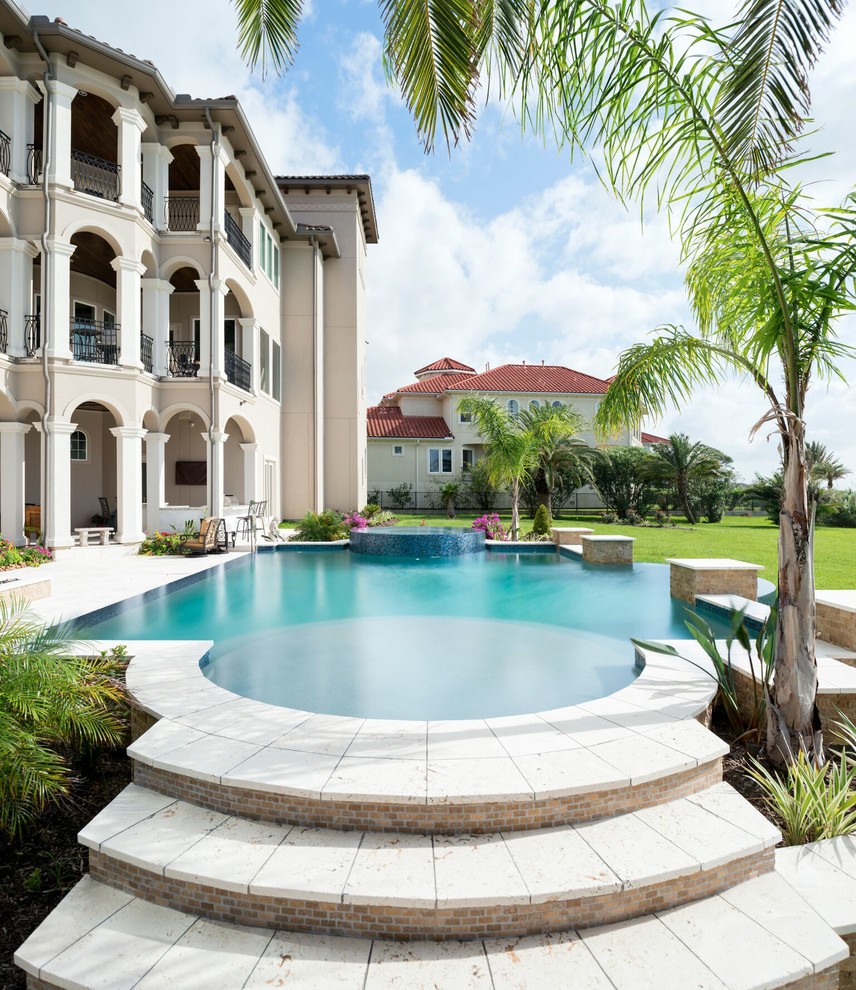 Travertine Deck - Shell Beach - Traditional - Pool - Houston - by Mark ...