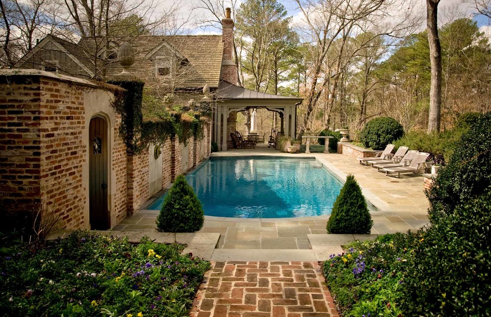 Tudor Revival Traditional Pool, Page Duke Landscape Architects