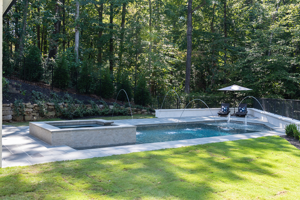 Inspiration for a transitional pool remodel in Atlanta