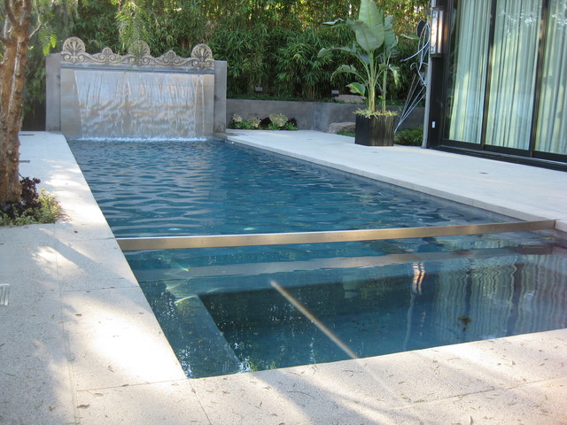 Ultra Modern Pool Water Feature In, Ultra Modern Pool And Patio