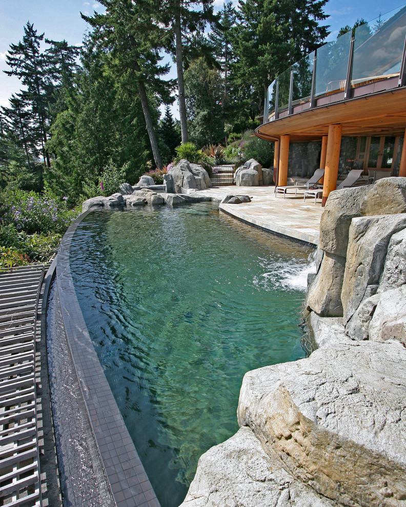Vanishing Edge Detail Traditional Swimming Pool & Hot Tub