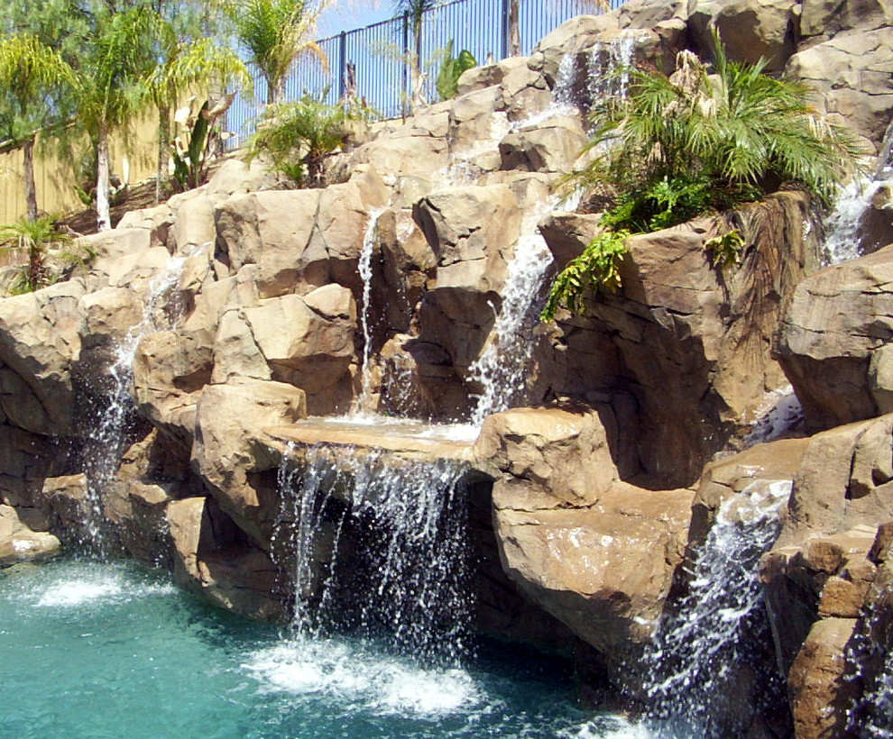 Diseño de piscina natural exótica a medida en patio trasero