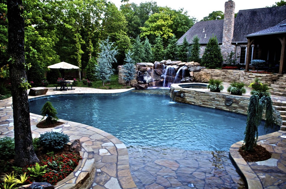 Inspiration for a mediterranean pool remodel in Oklahoma City