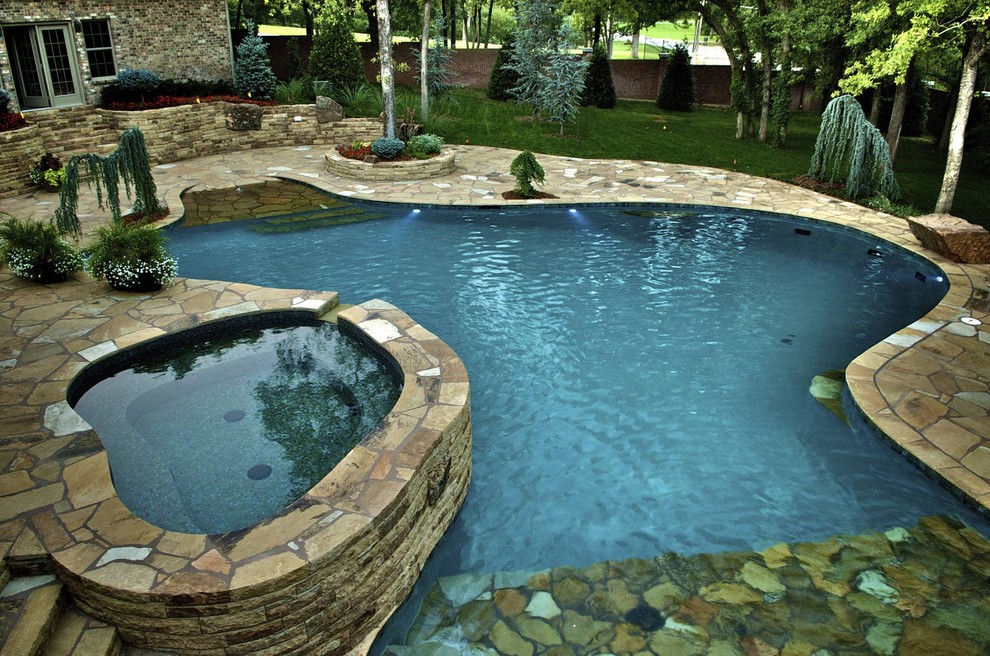 Inspiration for a mediterranean pool remodel in Oklahoma City