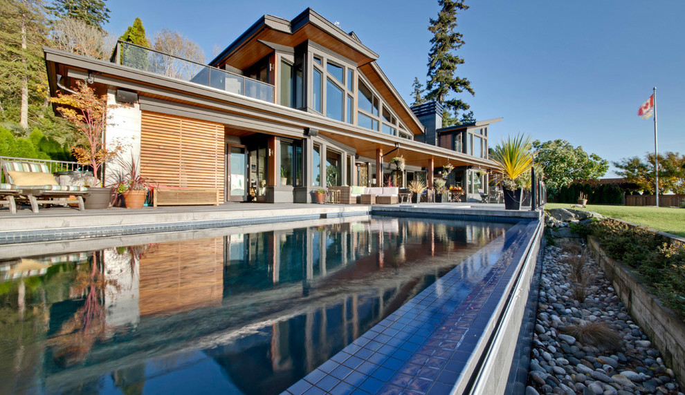 Design ideas for a contemporary swimming pool in Vancouver.