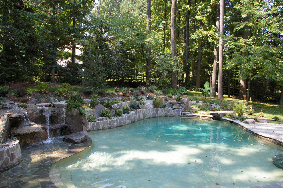 Inspiration for a rustic pool remodel in Baltimore