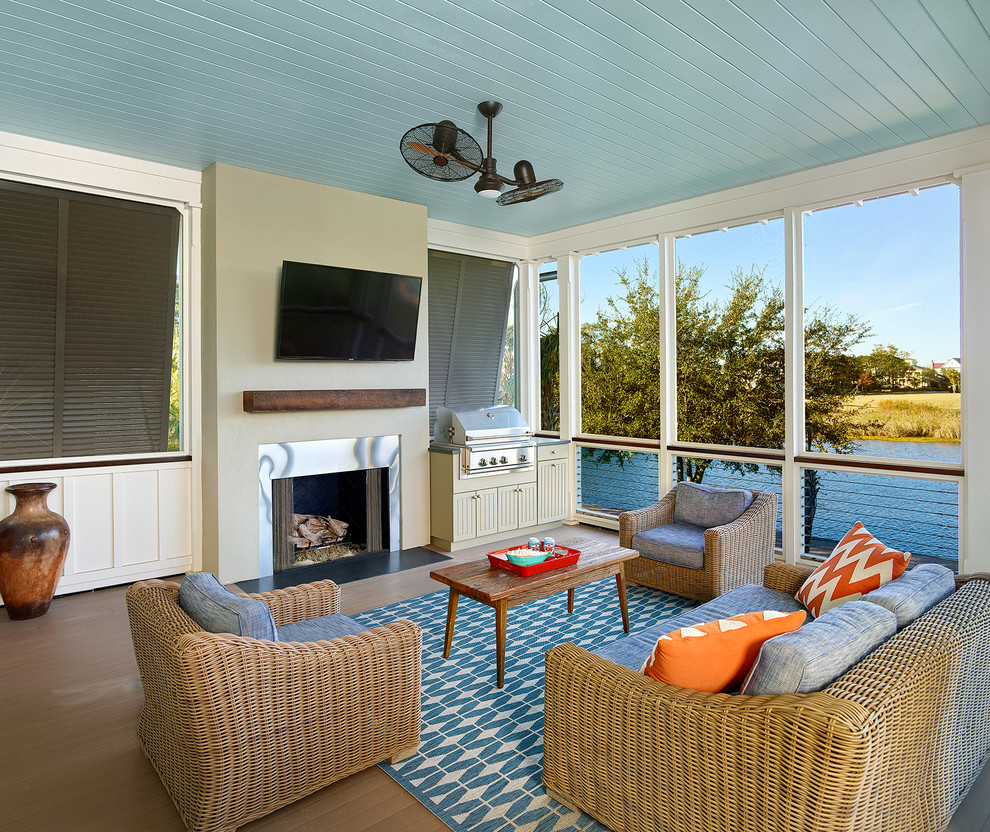 Design ideas for a coastal veranda in Charleston.