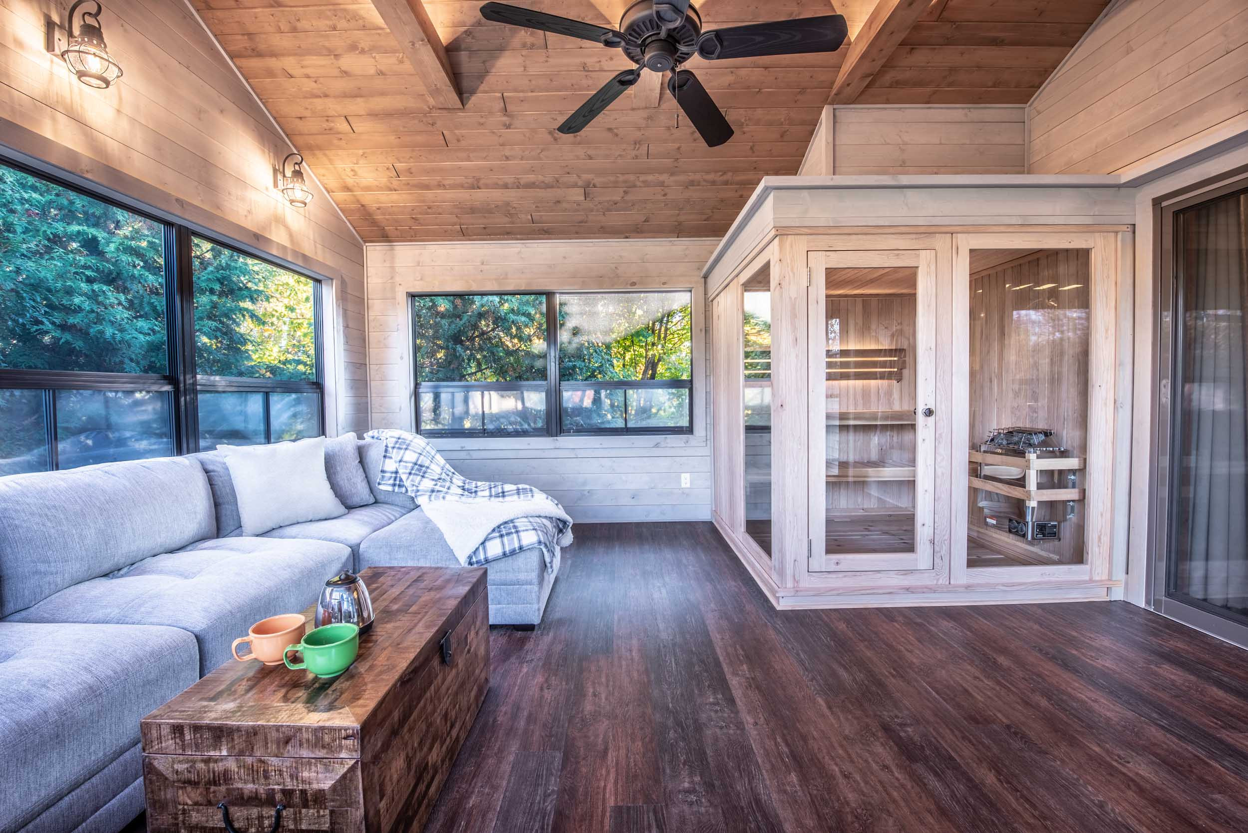 3 Season Room With Finnish Sauna Rustic Porch Other By Degnan Design Build Remodel Houzz