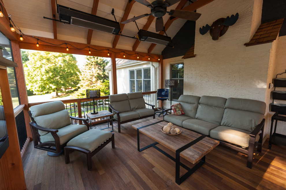 A Back Porch Addition & Deck Made for Sundays Rustic Porch