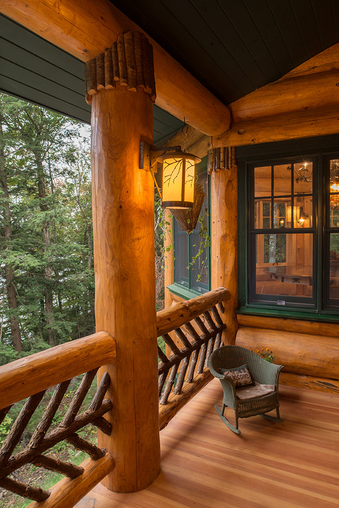 Big Moose, New York Log Home Rustic Porch New York by Sitka Log
