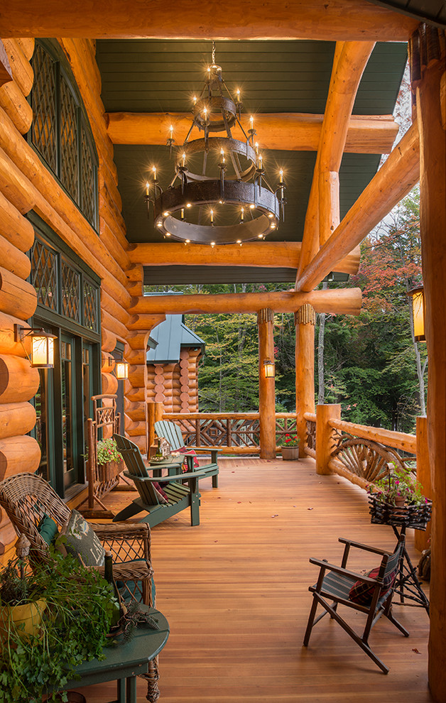 Big Moose, New York Log Home Rustic Porch New York by Sitka Log