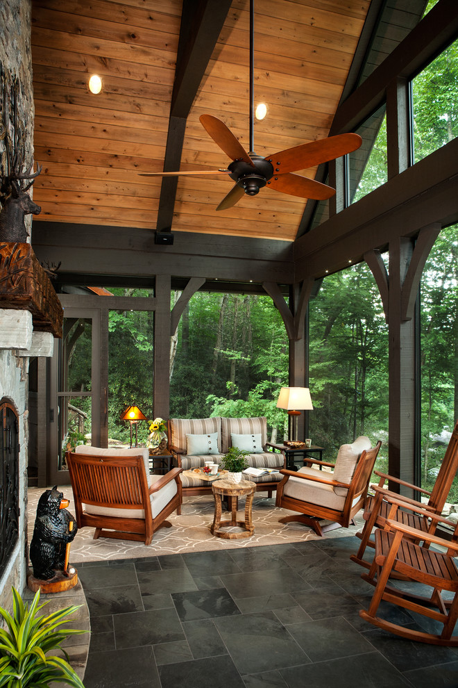 This is an example of a rustic veranda in Other.