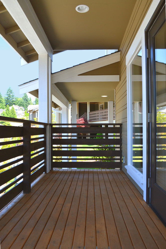 This is an example of a contemporary veranda in Seattle.