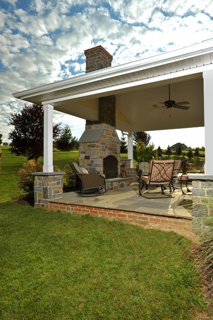 Covered Porch With Stone Hearth Fireplace And Attached Deck Contemporary Veranda Philadelphia By Penn Contractors Inc Houzz Uk - Outdoor Covered Patio With Stone Fireplace Covered Porch With Stone Hearth Fireplace And Attached Deck Contemporary Veranda Philadelphia By Penn Contractors Inc Houzz Uk - Outdoor Covered Patio With Stone Fireplace