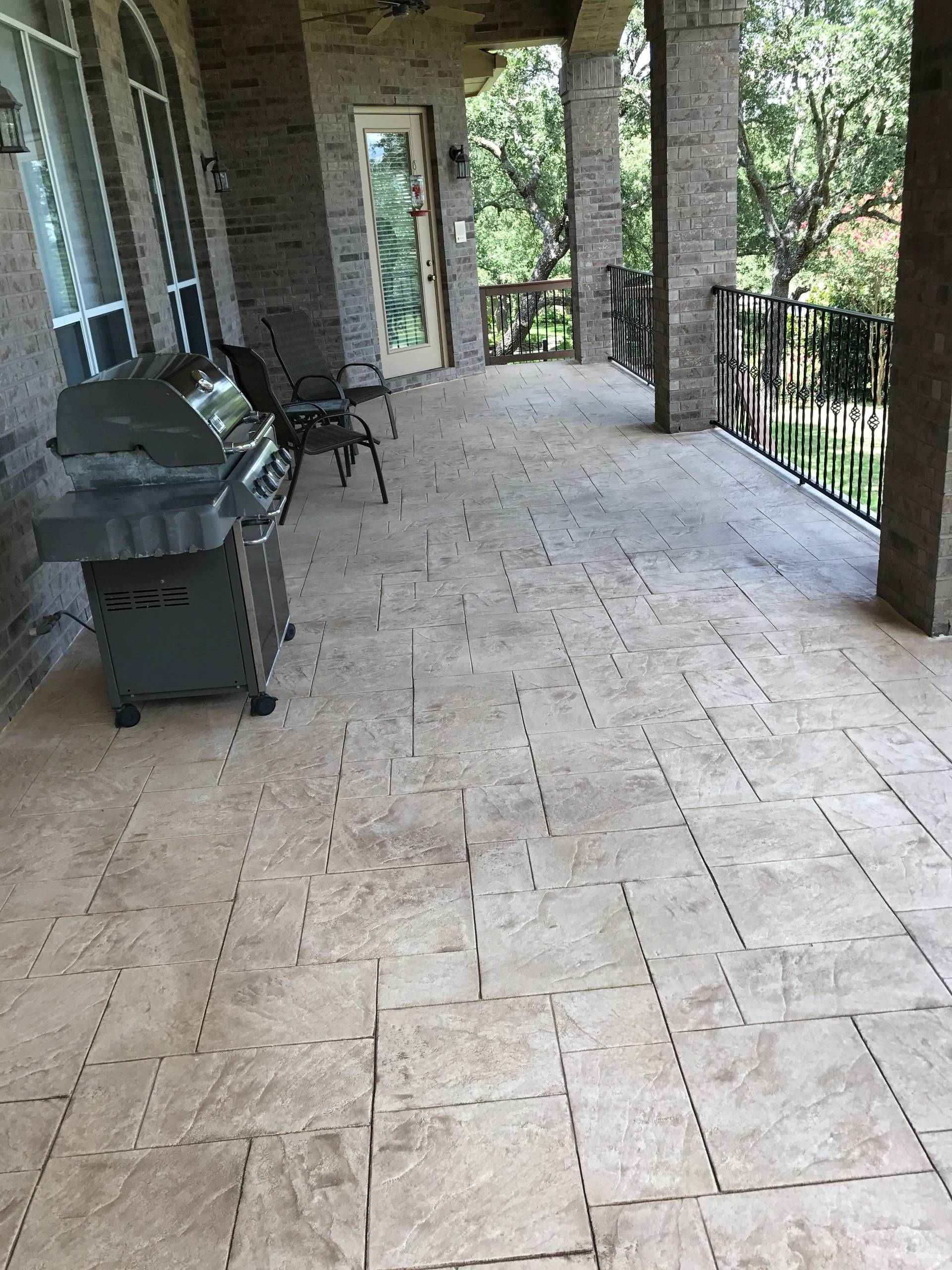 Elegant Stamped Stained Decorative Concrete Overlay San Antonio Tx Traditional Porch Other By Diamond Decks Houzz