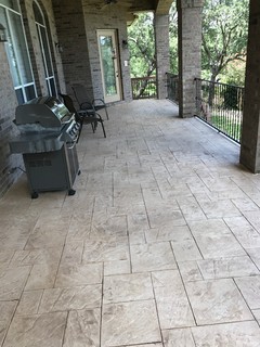 Elegant Stamped Stained Decorative Concrete Overlay San Antonio Tx Traditional Porch Other By Diamond Decks Houzz