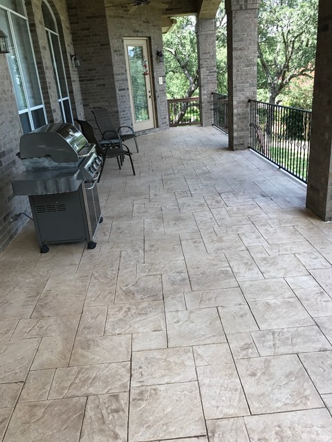 Elegant Stamped Stained Decorative Concrete Overlay San Antonio Tx Traditional Verandah Other By Diamond Decks Houzz Nz