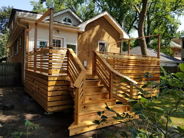 Evanston Custom Cedar Deck & Railings - Traditional - Verandah