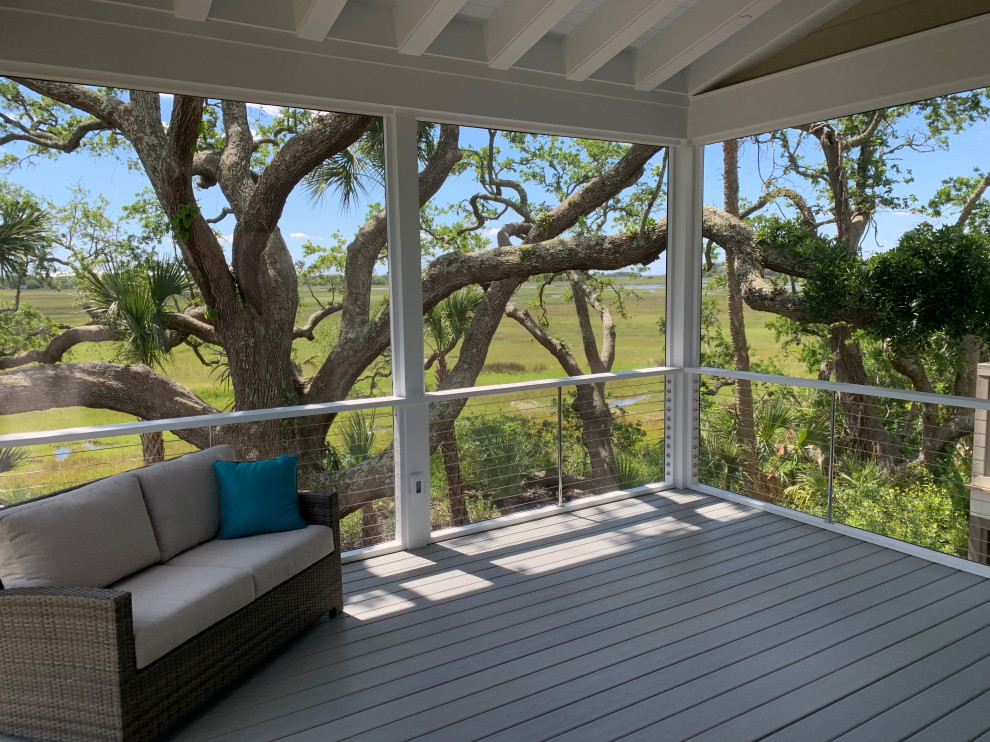 Exposed beam screen porch additionFolly Beach, South Carolina Beach