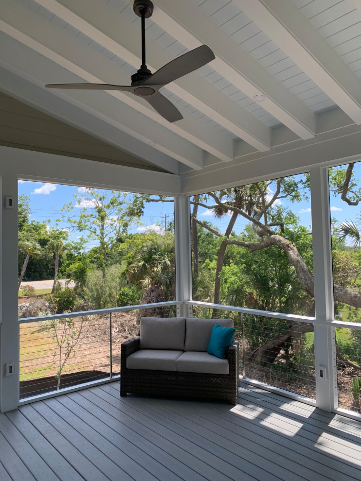 Exposed beam screen porch additionFolly Beach, South Carolina Beach