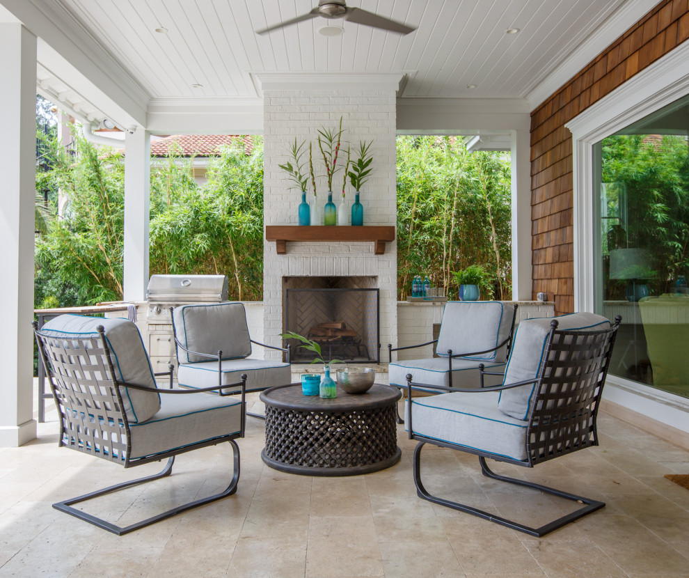 Exterior Covered Porch Beach Style Porch Jacksonville by Catlin