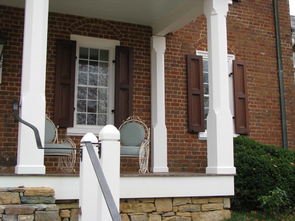 Exterior Shutters on a Federal Style home. Traditional Porch