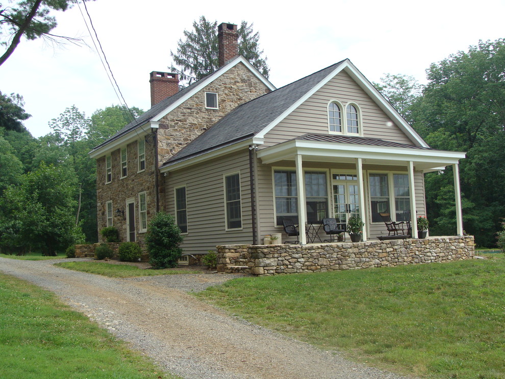 This is an example of a country front porch design in New York.