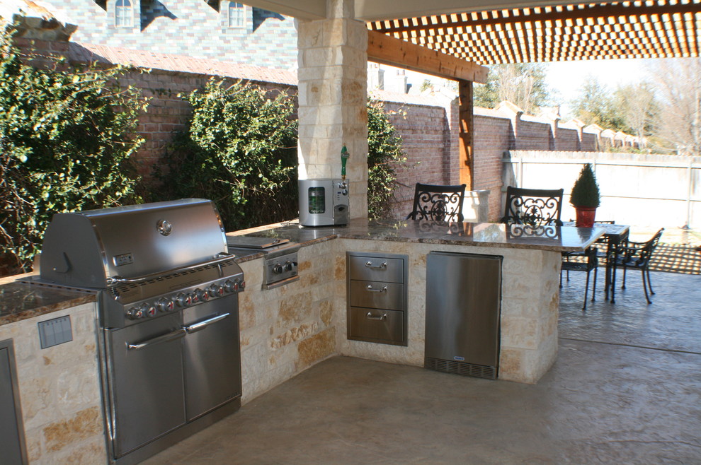 Fort Worth Covered Patio with Pergola Outdoor Kitchen and ...