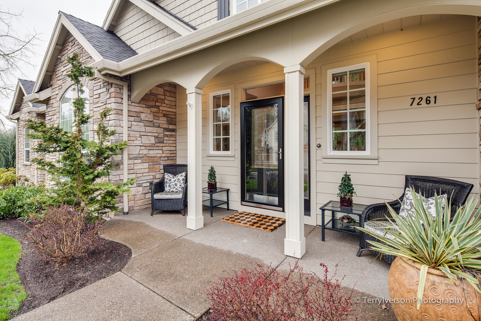 This is an example of a traditional porch design in Portland.