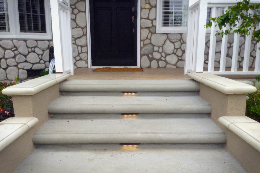 Front Porch Steps with LED Step Lights Traditional Porch Orange