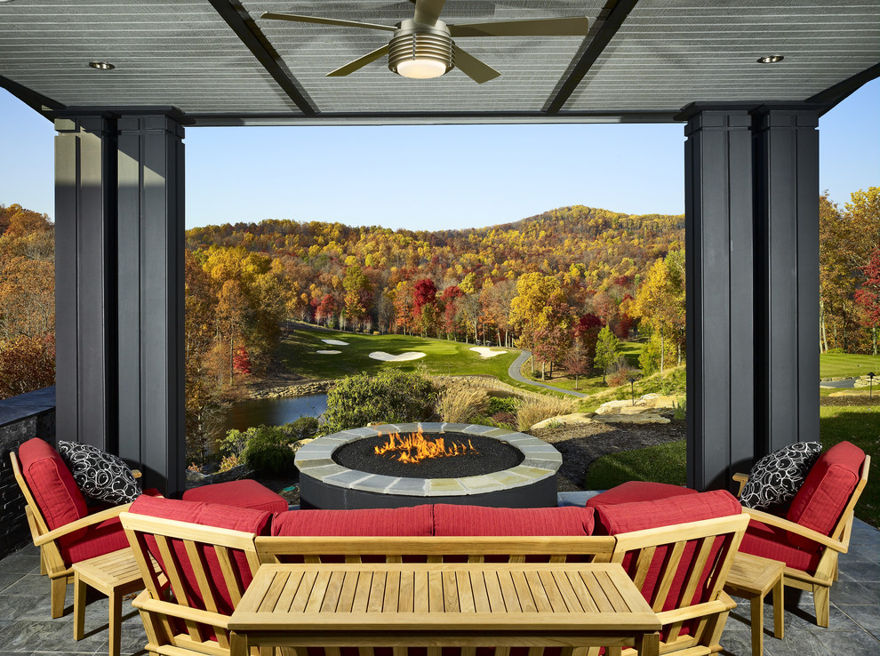 This is an example of a contemporary veranda in Atlanta.