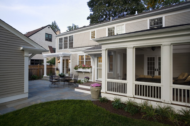 Greek Revival Remodel Screened Porch Klassisk Veranda Minneapolis Av TreHus Architects