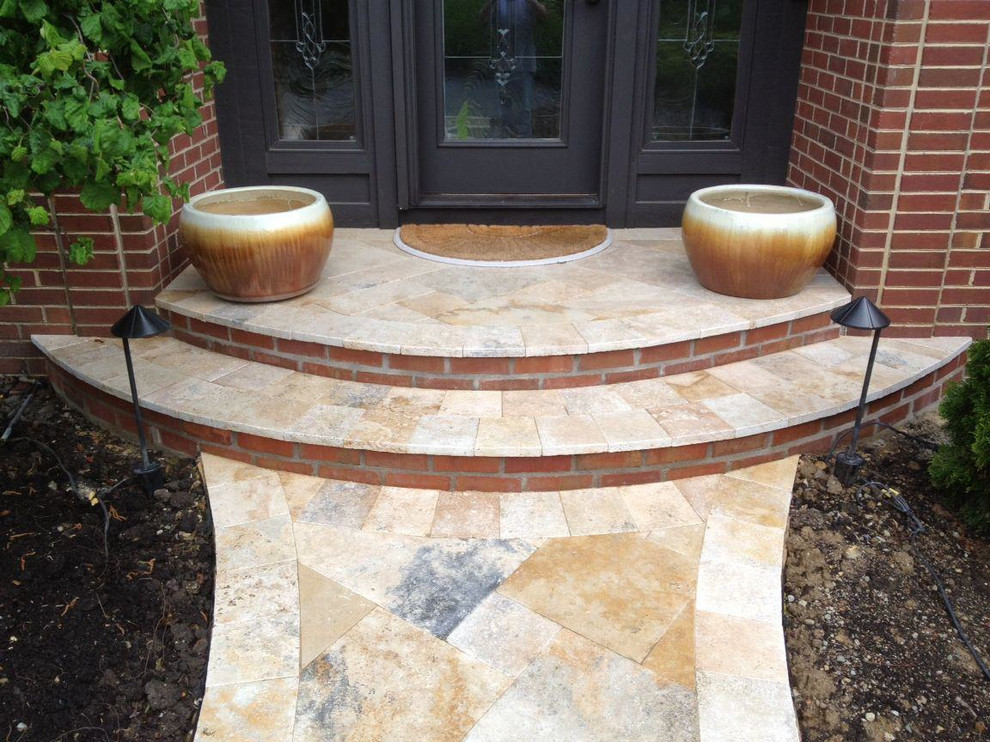 Jessup Travertine Front Porch and Walkway Centerville, Ohio