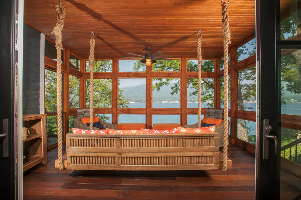 This is an example of a rustic porch design in New York.