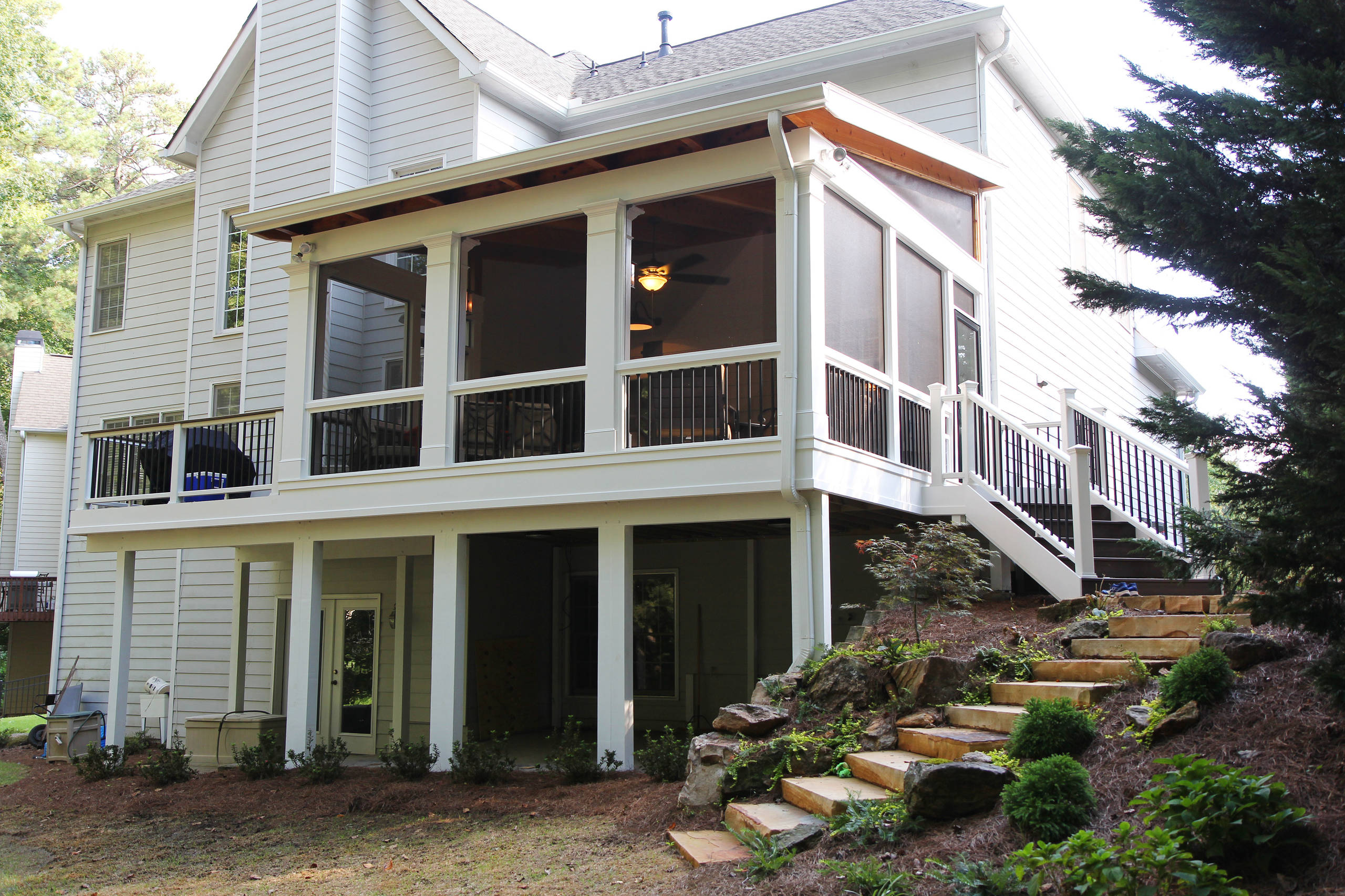 Marietta Ga Shed Roof Screen Porch Deck After Transitional Porch Atlanta By Peachtree Decks And Porches Houzz