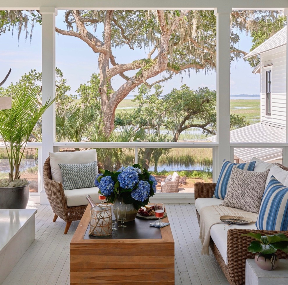 Inspiration for a coastal veranda in Charleston.