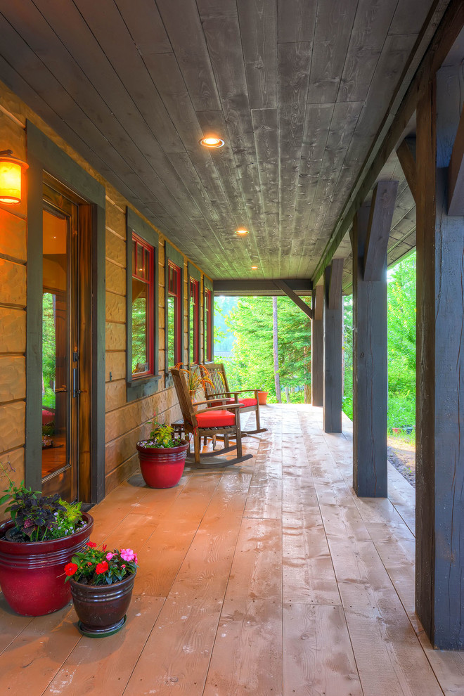 Cette photo montre un porche d'entrée de maison montagne.