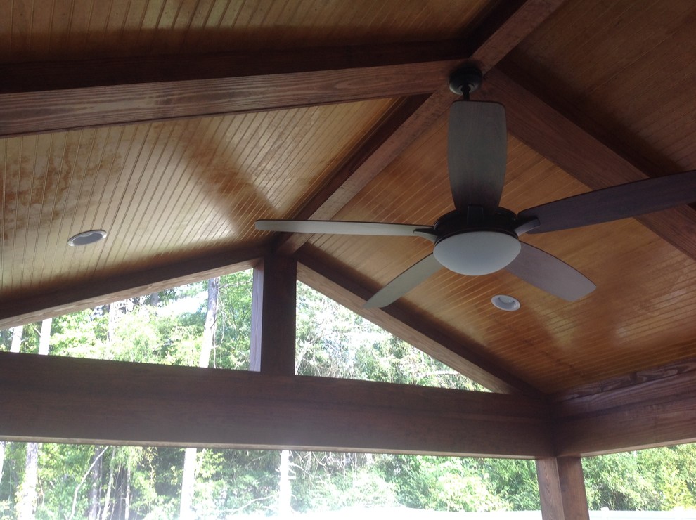 Mooresville NC open porch cathedral beadboard ceiling - Traditional ...