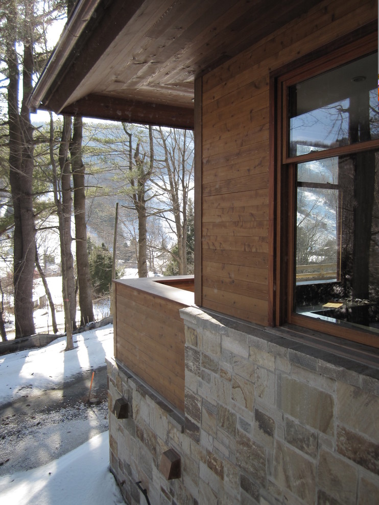 This is an example of a contemporary porch design in New York.