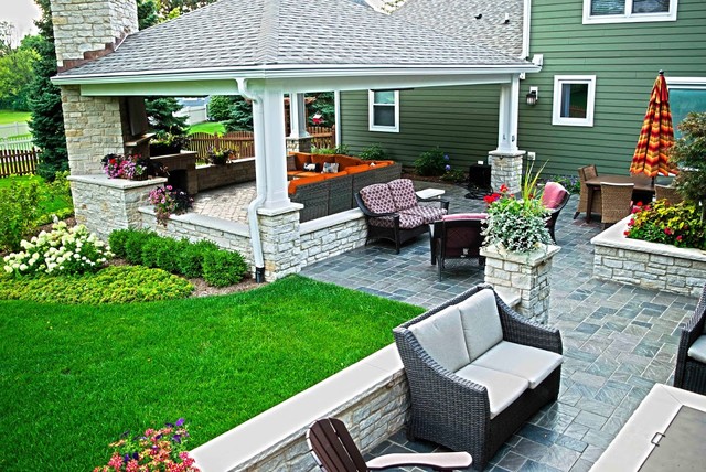 Naperville Paver Patio, Pavillion and Landscape - Transitional ...